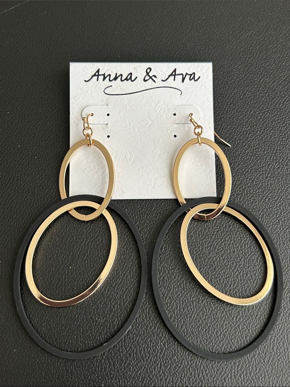 Anna & Ava Gold and Black Multi-Oval Drop Earrings